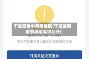 宁夏疫情中风险地区(宁夏最新疫情风险等级划分)