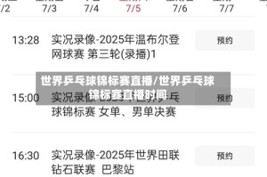 世界乒乓球锦标赛直播/世界乒乓球锦标赛直播时间
