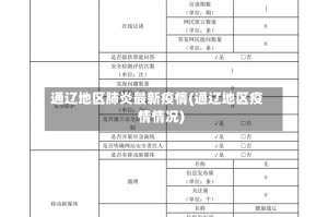 通辽地区肺炎最新疫情(通辽地区疫情情况)