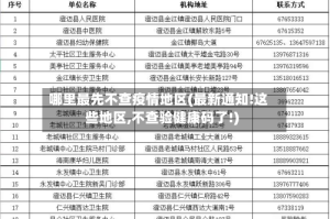 哪里最先不查疫情地区(最新通知!这些地区,不查验健康码了!)