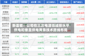 新雷能：公司在三次电源领域按水平供电和垂直供电两条技术路线布局