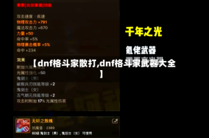 【dnf格斗家散打,dnf格斗家武器大全】