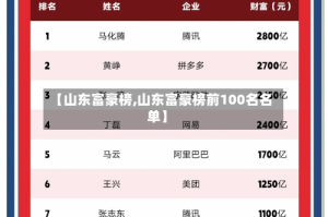 【山东富豪榜,山东富豪榜前100名名单】