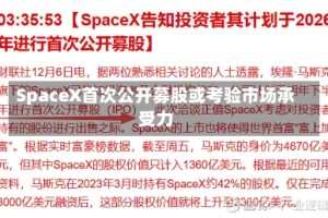 SpaceX首次公开募股或考验市场承受力