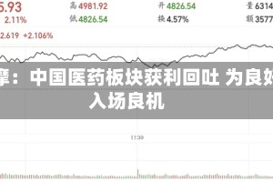 小摩：中国医药板块获利回吐 为良好入场良机