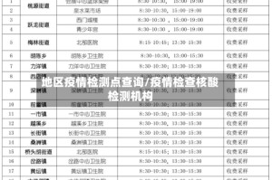 地区疫情检测点查询/疫情检查核酸检测机构