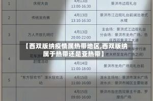 【西双版纳疫情属热带地区,西双版纳属于热带还是亚热带】