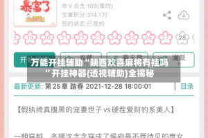 万能开挂辅助“陕西欢喜麻将有挂吗”开挂神器{透视辅助}全揭秘