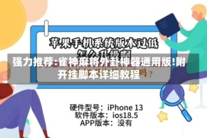强力推荐:雀神麻将外卦神器通用版!附开挂脚本详细教程