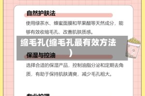 缩毛孔(缩毛孔最有效方法)