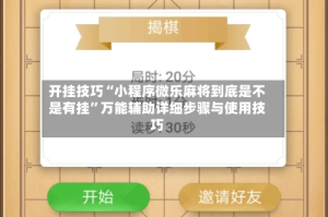 开挂技巧“小程序微乐麻将到底是不是有挂”万能辅助详细步骤与使用技巧