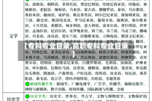 【专科专业目录,高职专科专业目录】