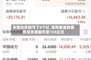 东阳光炒股亏了6个亿  收购秦淮数据有息负债飙升至155亿元
