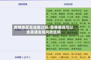 疫情地区高速能过吗/疫情期间可以走高速去低风险区吗