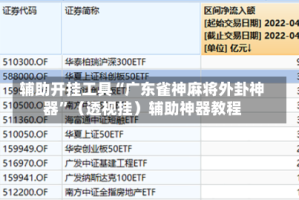 辅助开挂工具“广东雀神麻将外卦神器”（透视挂）辅助神器教程
