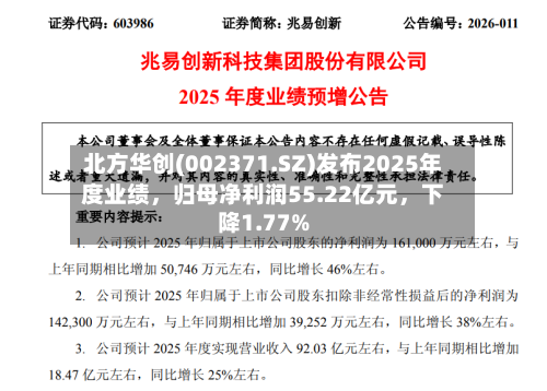 北方华创(002371.SZ)发布2025年度业绩，归母净利润55.22亿元，下降1.77%-第2张图片