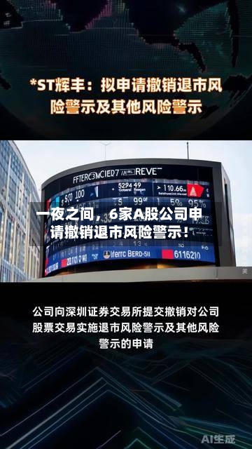 一夜之间，6家A股公司申请撤销退市风险警示！-第1张图片