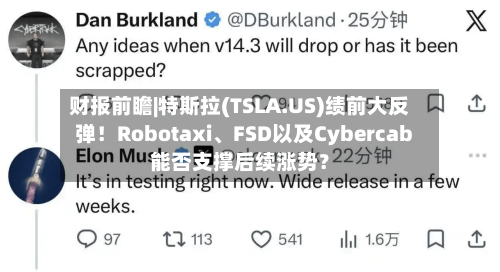 财报前瞻|特斯拉(TSLA.US)绩前大反弹！Robotaxi、FSD以及Cybercab能否支撑后续涨势？-第1张图片