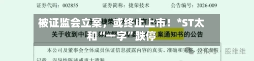 被证监会立案	，或终止上市！*ST太和“一字”跌停-第1张图片