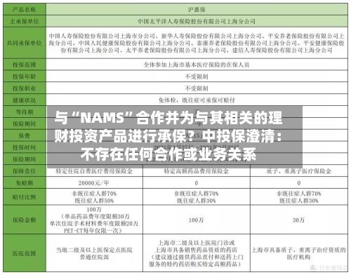 与“NAMS”合作并为与其相关的理财投资产品进行承保？中投保澄清：不存在任何合作或业务关系-第1张图片