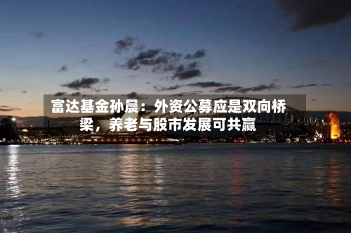 富达基金孙晨：外资公募应是双向桥梁，养老与股市发展可共赢-第2张图片