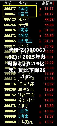 卡倍亿(300863.SZ)：2025年归母净利润1.19亿元	，同比下降26.15%-第1张图片