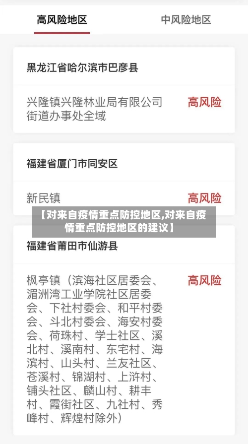 【对来自疫情重点防控地区,对来自疫情重点防控地区的建议】-第1张图片