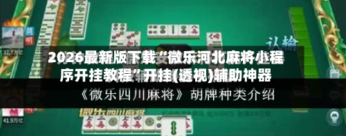 2026最新版下载“微乐河北麻将小程序开挂教程”开挂(透视)辅助神器-第1张图片