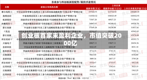 创业板首家未盈利企业，市值突破2000亿-第1张图片