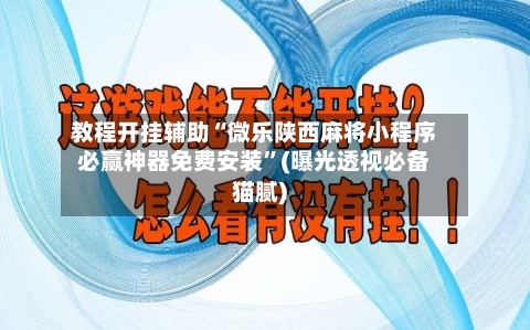 教程开挂辅助“微乐陕西麻将小程序必赢神器免费安装”(曝光透视必备猫腻)-第3张图片