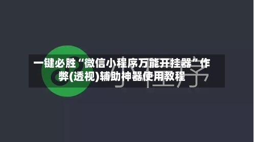 一键必胜“微信小程序万能开挂器”作弊(透视)辅助神器使用教程-第2张图片