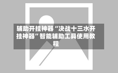 辅助开挂神器“决战十三水开挂神器”智能辅助工具使用教程-第2张图片