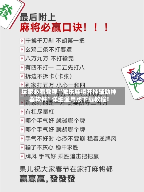 玩家必看教程“微乐麻将开挂辅助神器软件”详细通用版下载教程！-第3张图片