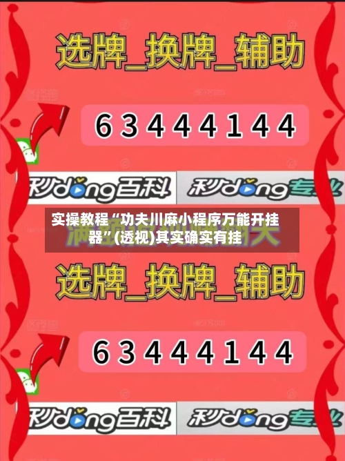 实操教程“功夫川麻小程序万能开挂器	”(透视)其实确实有挂-第1张图片