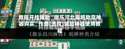 教程开挂辅助“微乐河北麻将助赢神器购买”作弊(透视)辅助神器使用教程-第2张图片
