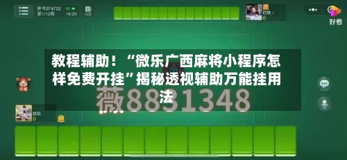 教程辅助！“微乐广西麻将小程序怎样免费开挂”揭秘透视辅助万能挂用法-第3张图片