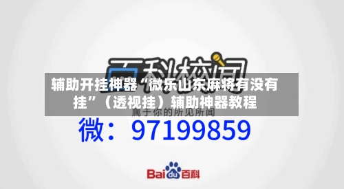 辅助开挂神器“微乐山东麻将有没有挂”（透视挂）辅助神器教程-第2张图片