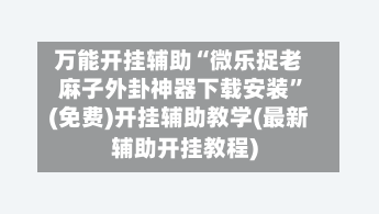 万能开挂辅助“微乐捉老麻子外卦神器下载安装”(免费)开挂辅助教学(最新辅助开挂教程)-第2张图片