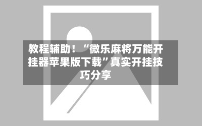 教程辅助！“微乐麻将万能开挂器苹果版下载	”真实开挂技巧分享-第2张图片