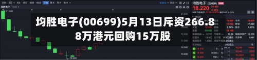 均胜电子(00699)5月13日斥资266.88万港元回购15万股-第1张图片