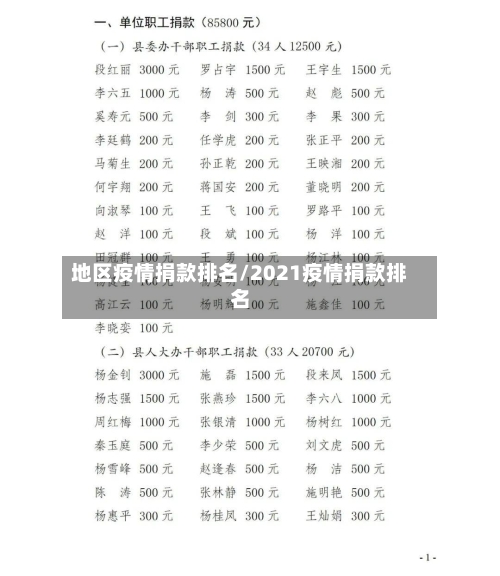 地区疫情捐款排名/2021疫情捐款排名-第1张图片