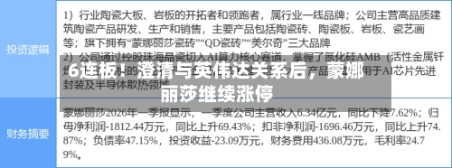 6连板！澄清与英伟达关系后，蒙娜丽莎继续涨停-第2张图片