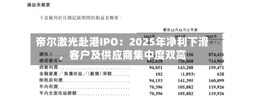 帝尔激光赴港IPO：2025年净利下滑	，客户及供应商集中度双高-第1张图片