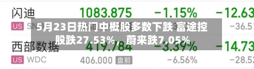 5月23日热门中概股多数下跌 富途控股跌27.53%，蔚来跌7.05%-第2张图片