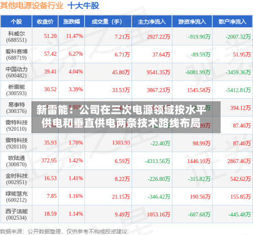 新雷能：公司在三次电源领域按水平供电和垂直供电两条技术路线布局-第2张图片