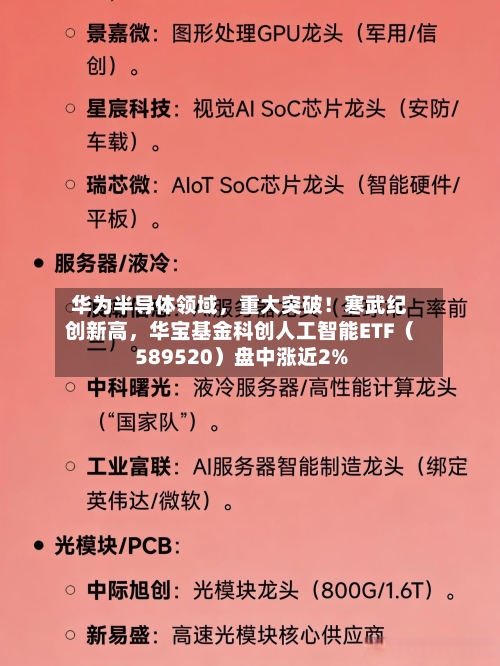 华为半导体领域，重大突破！寒武纪创新高	，华宝基金科创人工智能ETF（589520）盘中涨近2%-第2张图片